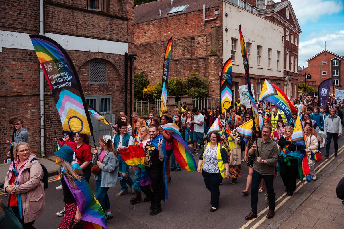 York Pride gets off to a fabulous start with the parade march through the city centre streets. 